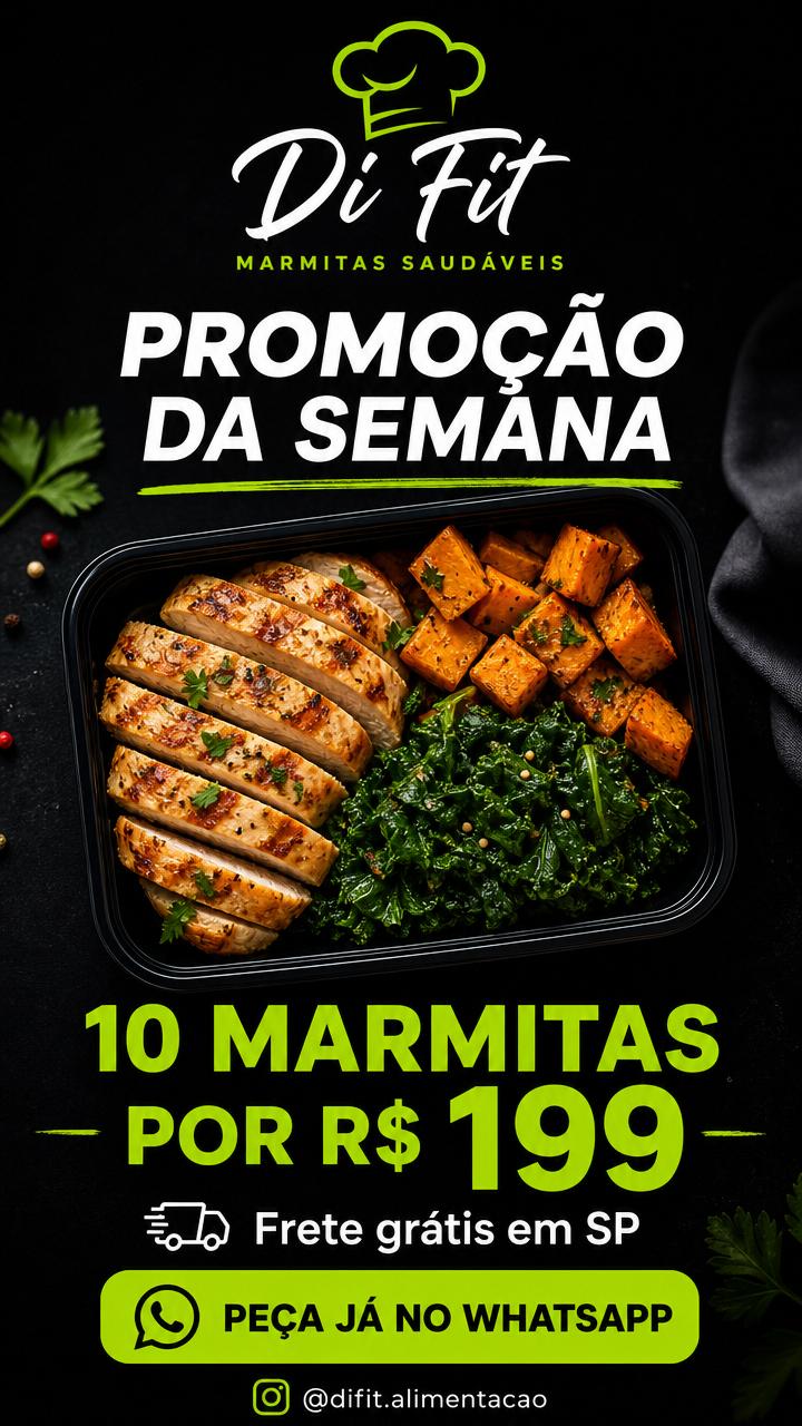 Exemplo: Story de promoção gerado no MarmiHub para Di Fit Alimentação Saudável